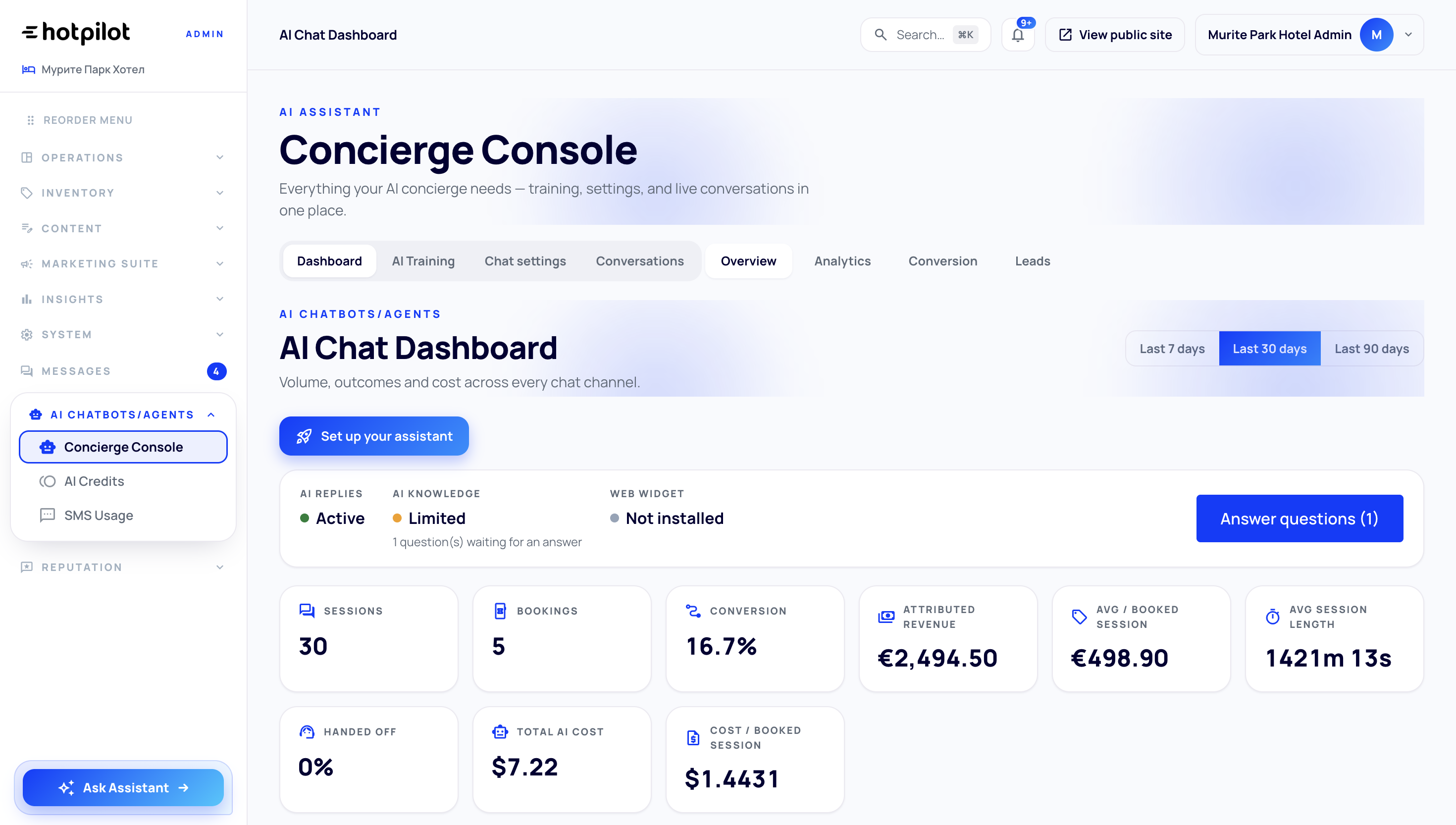 AI Concierge Dashboard