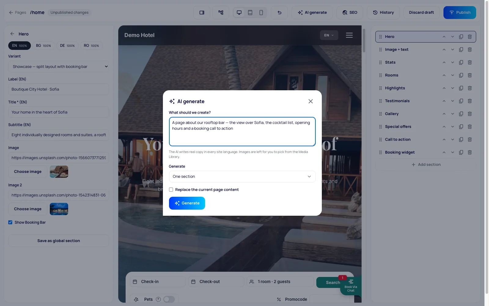 HotPilot AI Page Generation