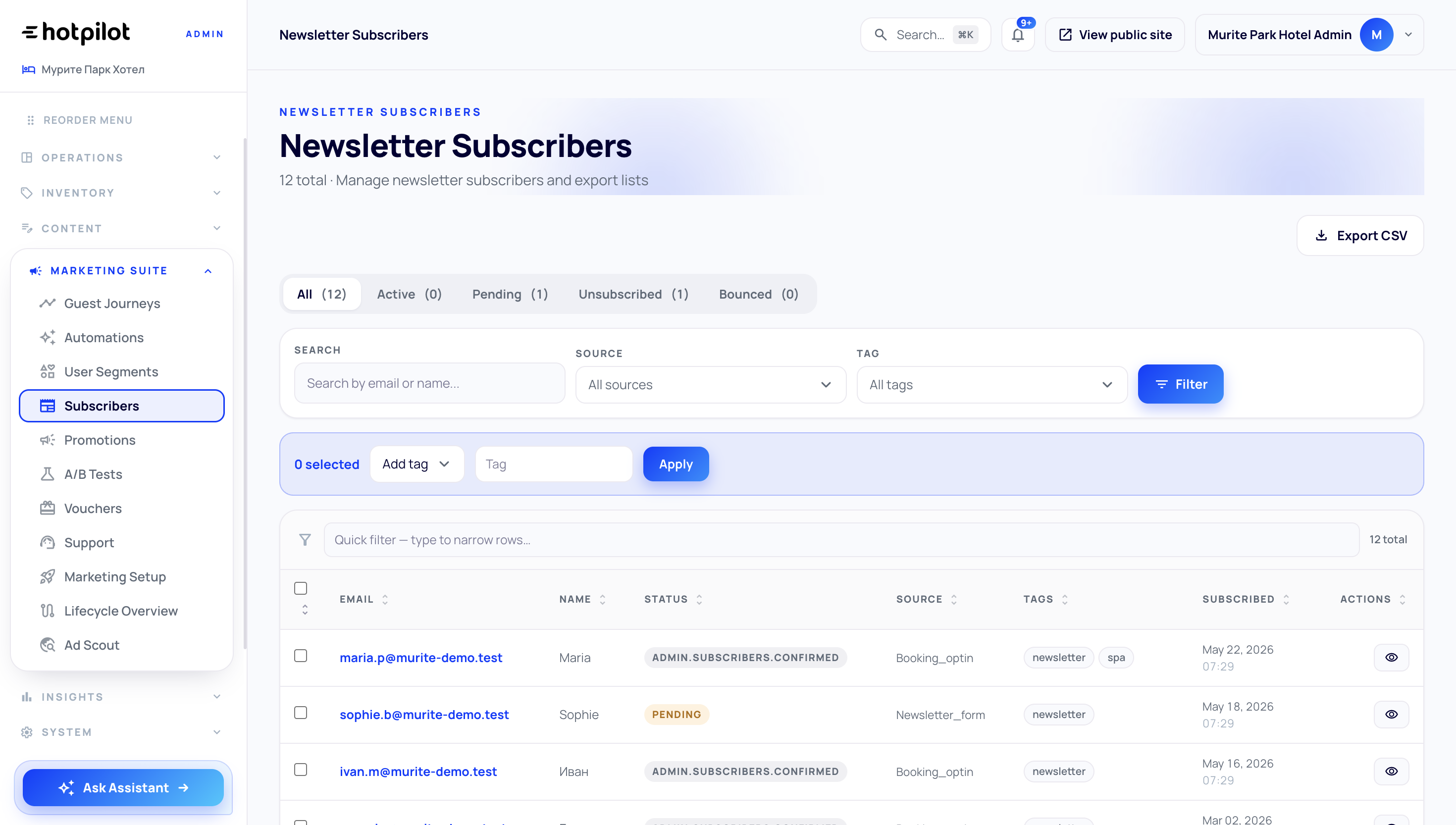HotPilot Segment Export & Campaign Sync
