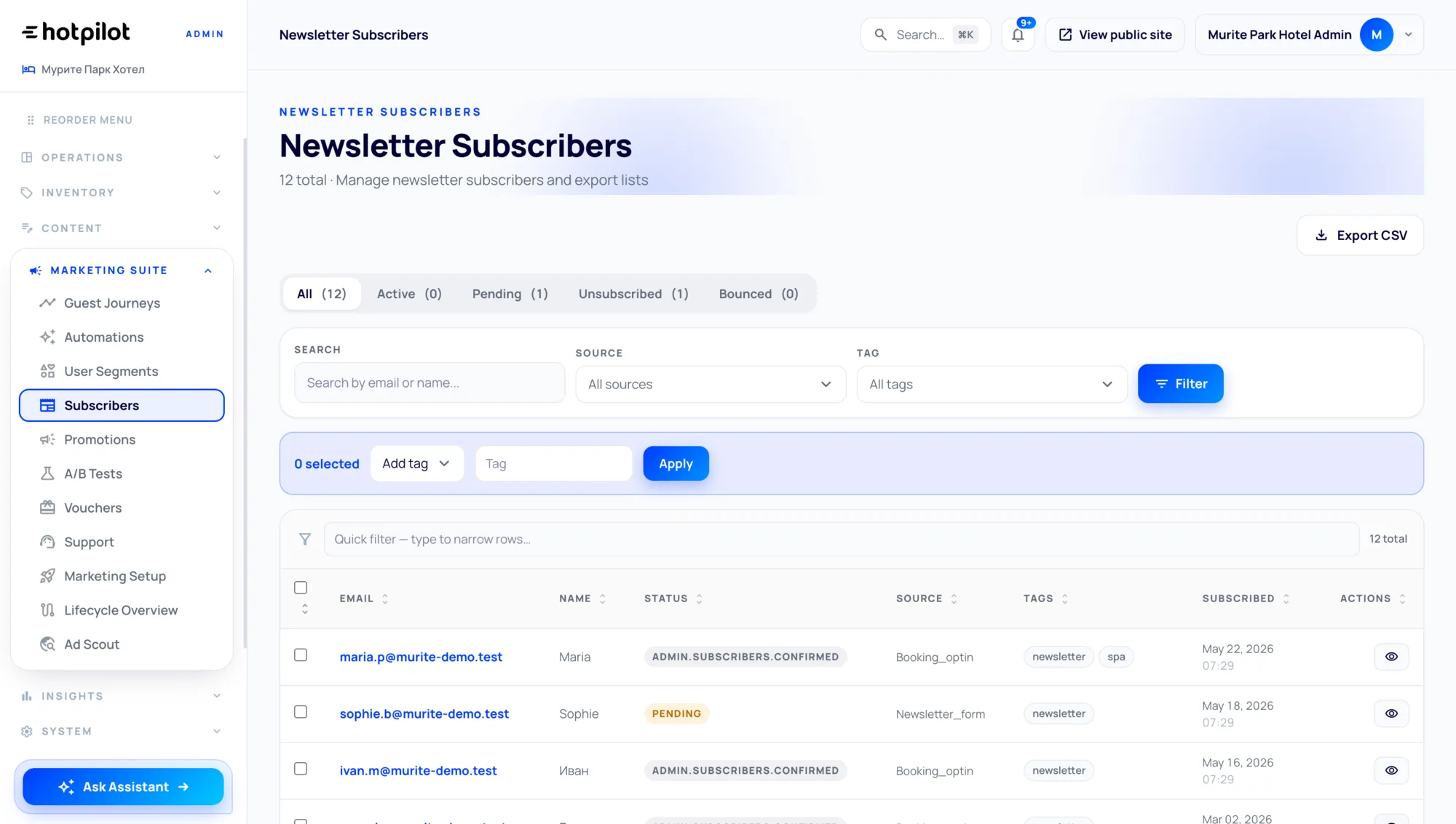 HotPilot Segment Export & Campaign Sync