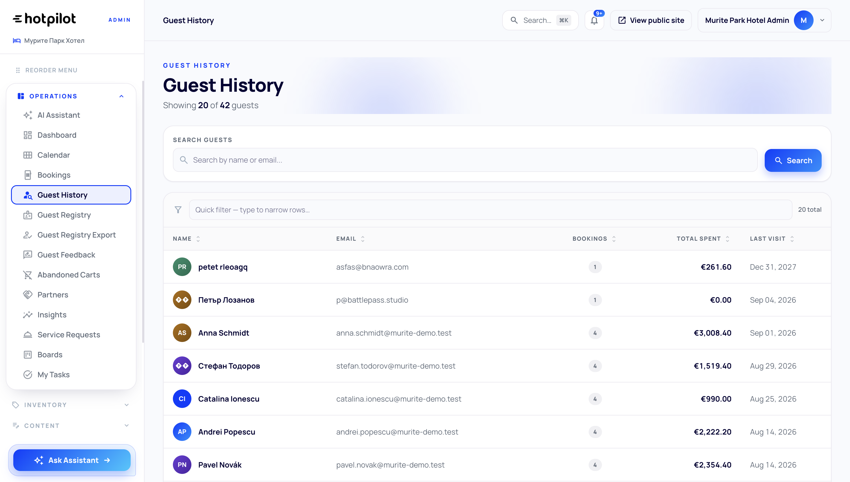 Guest CRM Dashboard