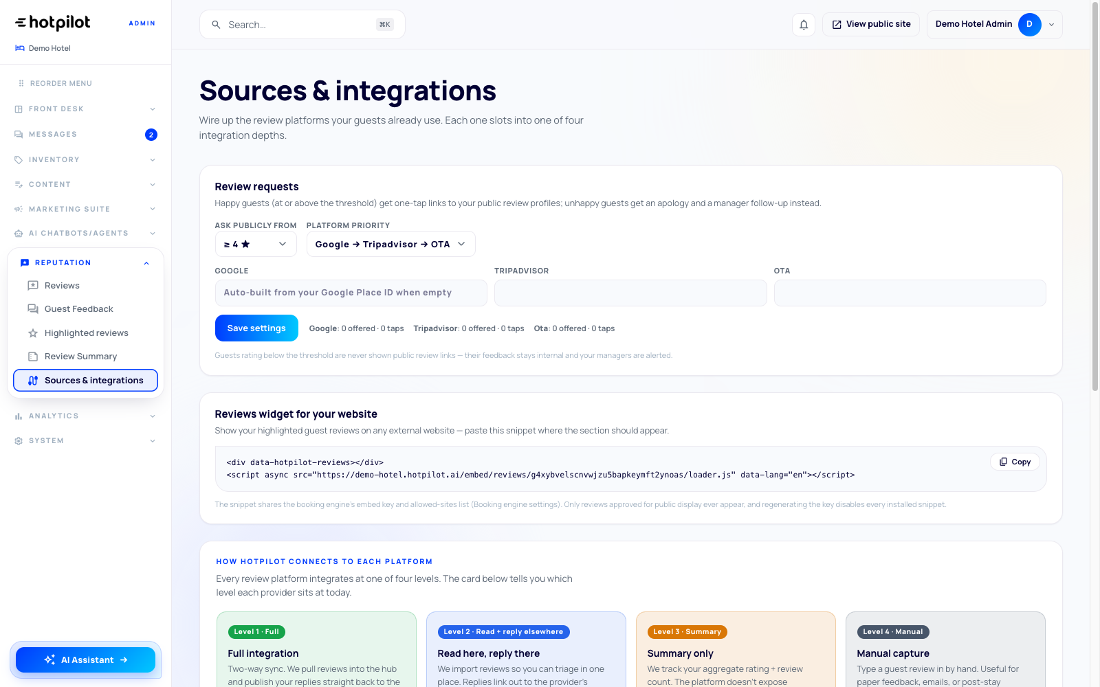 HotPilot Sources & Review Requests