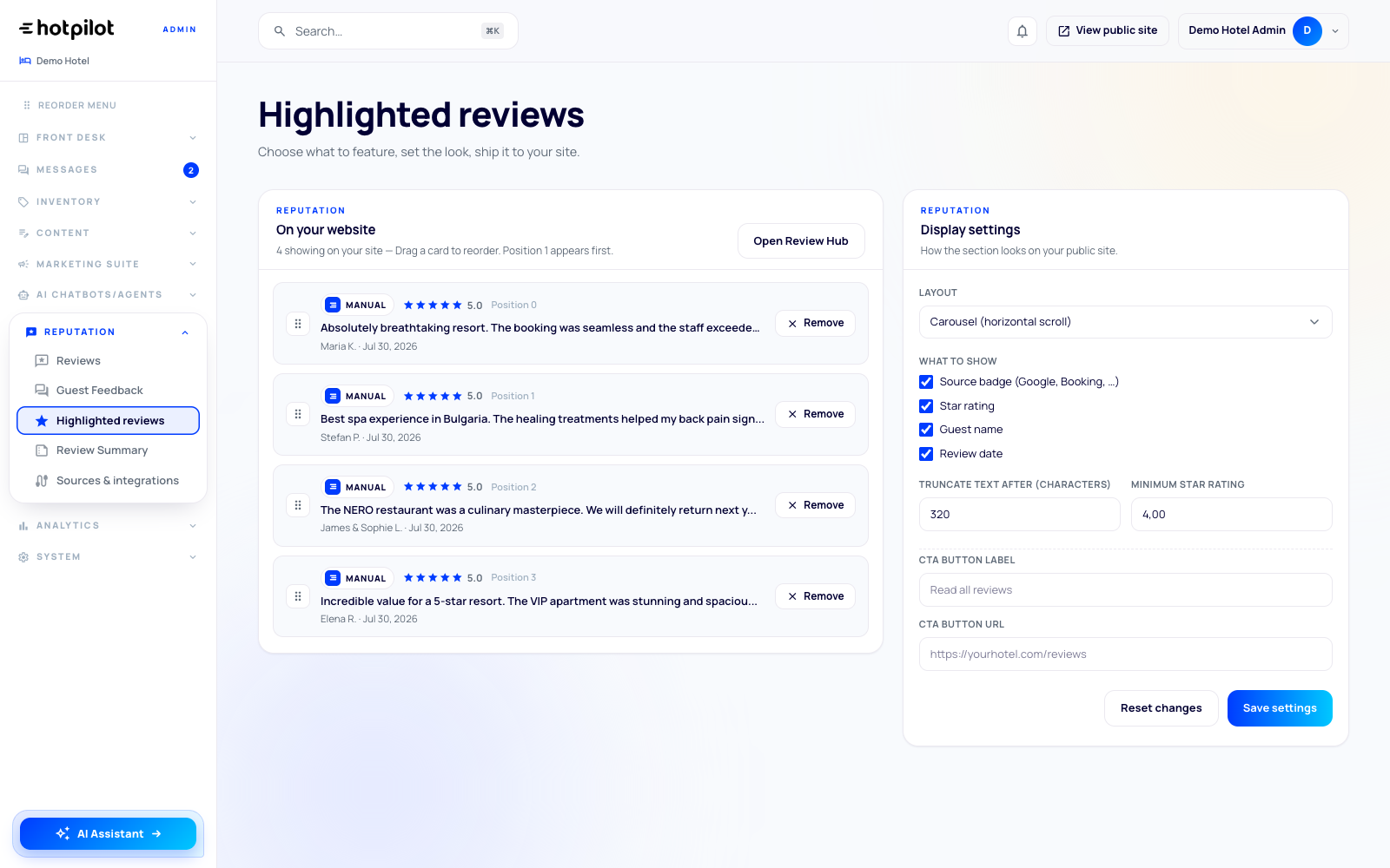 HotPilot Website Highlights