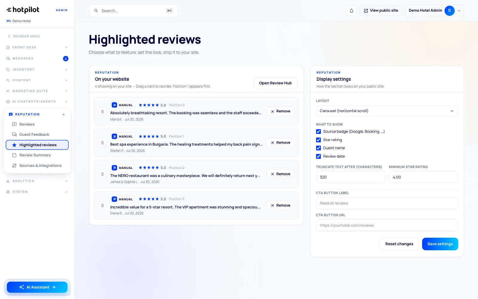 HotPilot Website Highlights