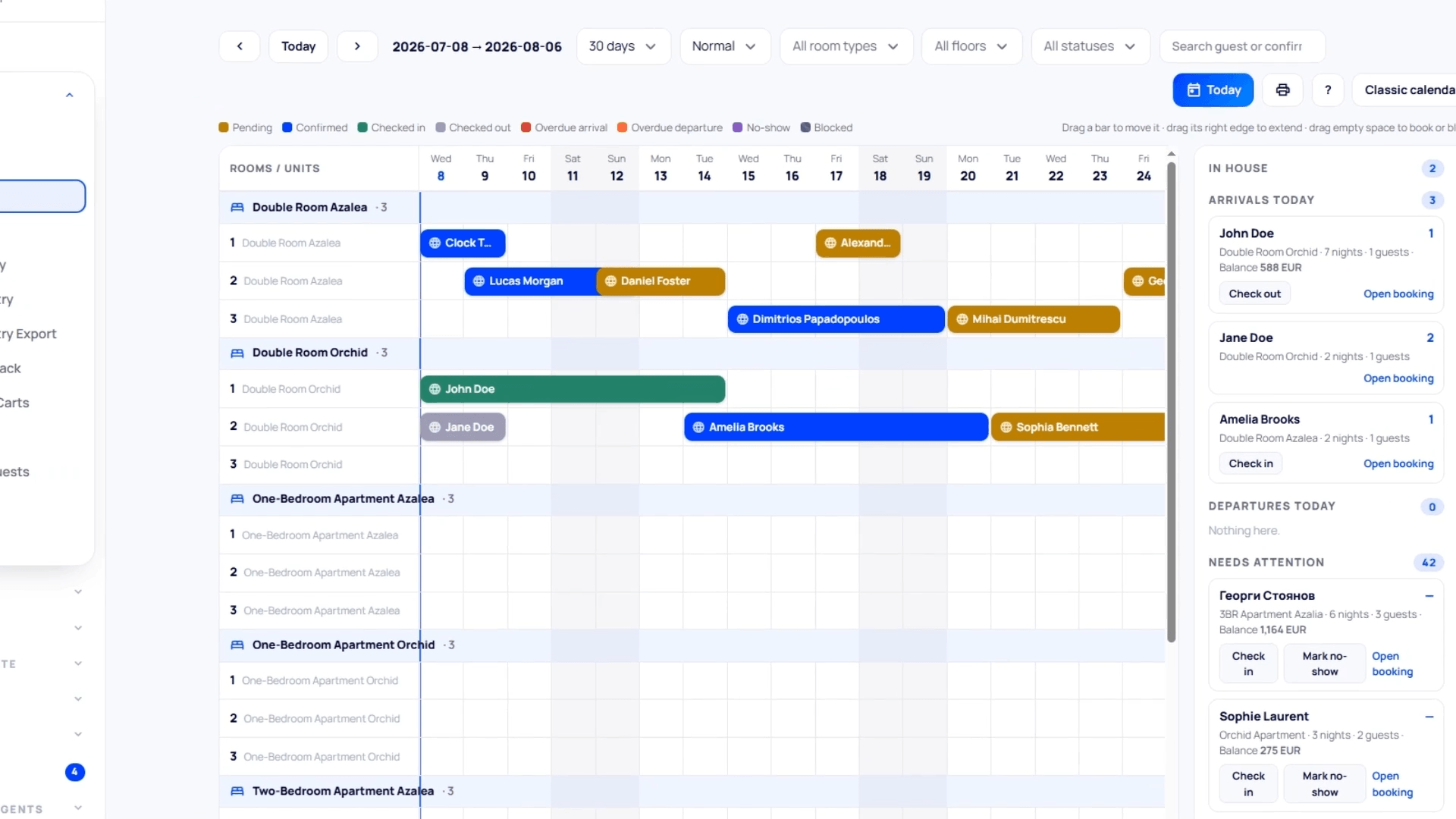 Reservations Calendar